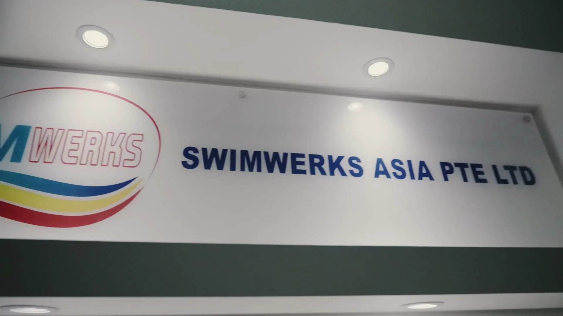 Swimwerks Asia signage from the SSI testimonial video